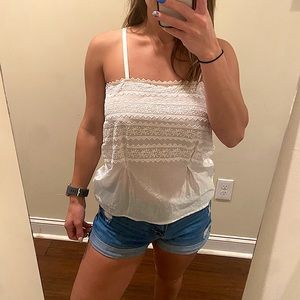 Laurèl Vintage Embroidered Cotton Tank Top Size S